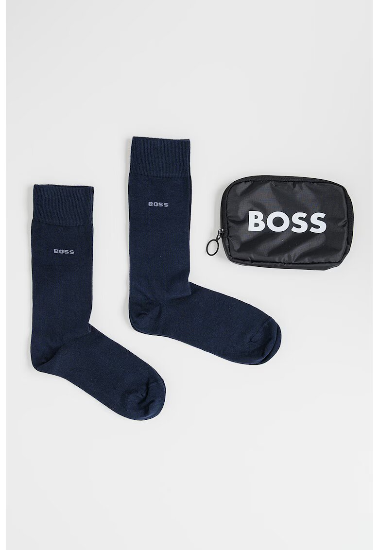 Boss Set de sosete lungi din amestec de bumbac - 2 perechi - Bleumarin