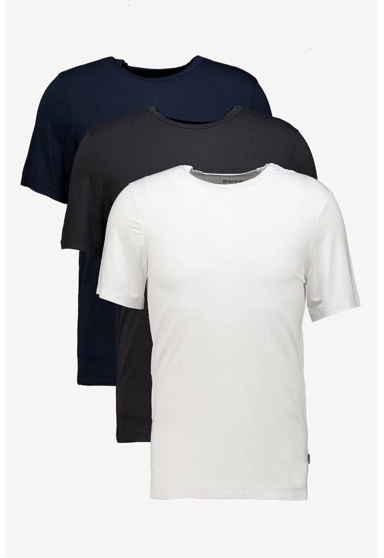 Boss Set de tricouri slim fit de casa - 3 piese - Negru/Alb optic/Bleumarin