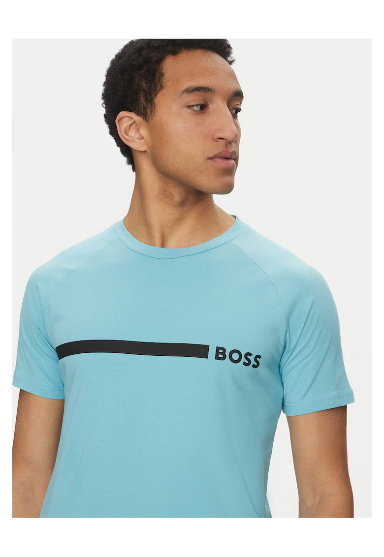 Boss Tricou barbat albastru/negru - bumbac