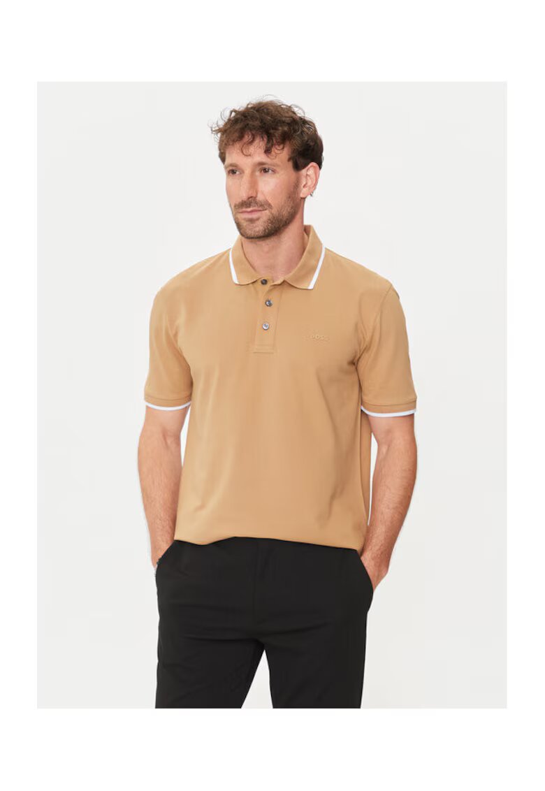 Boss Tricou barbati - 303673635 - Bumbac - Bej - Bej