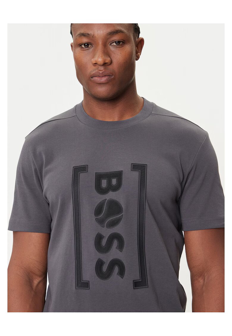 Boss Tricou barbati - gri - din bumbac