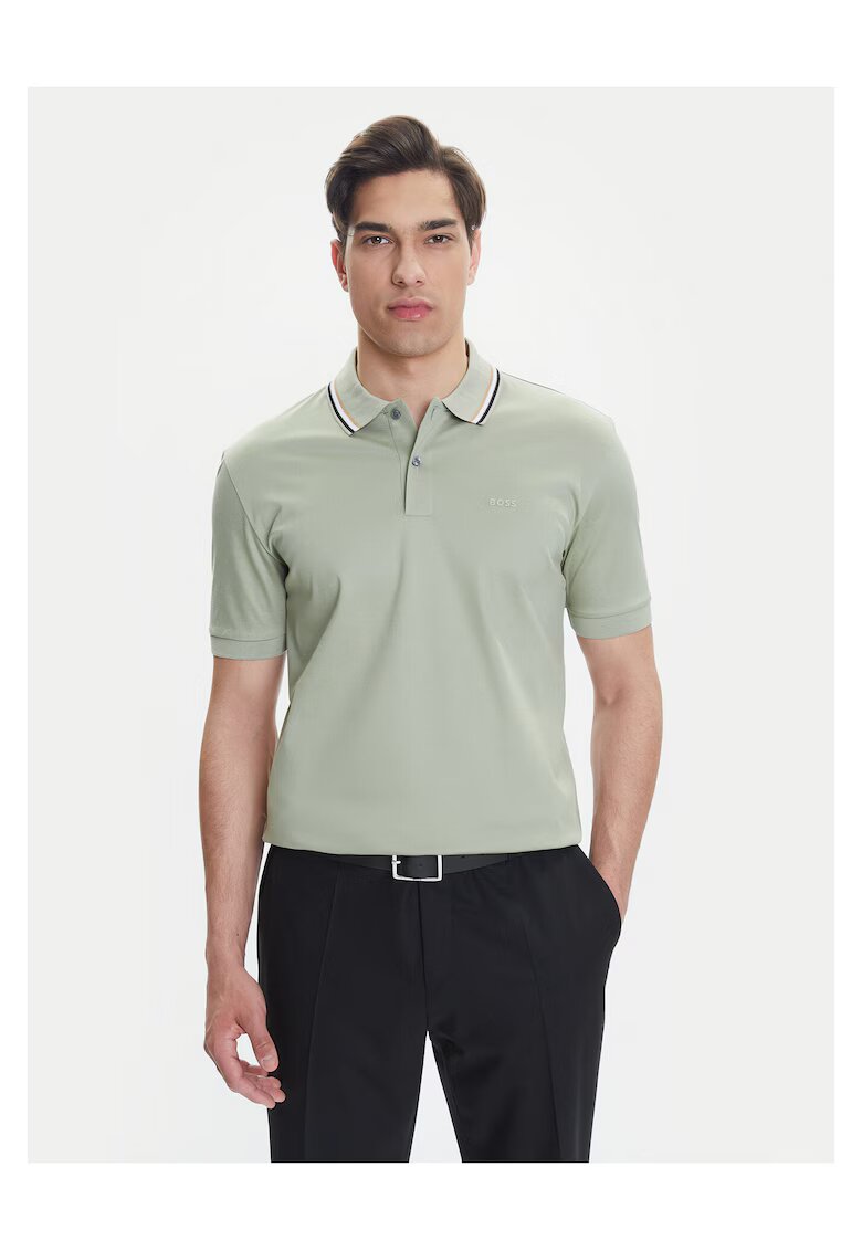 Boss Tricou barbati verde deschis - bumbac