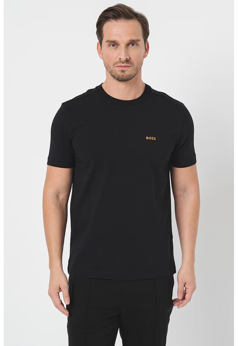 Boss Tricou cu decolteu la baza gatului - Negru