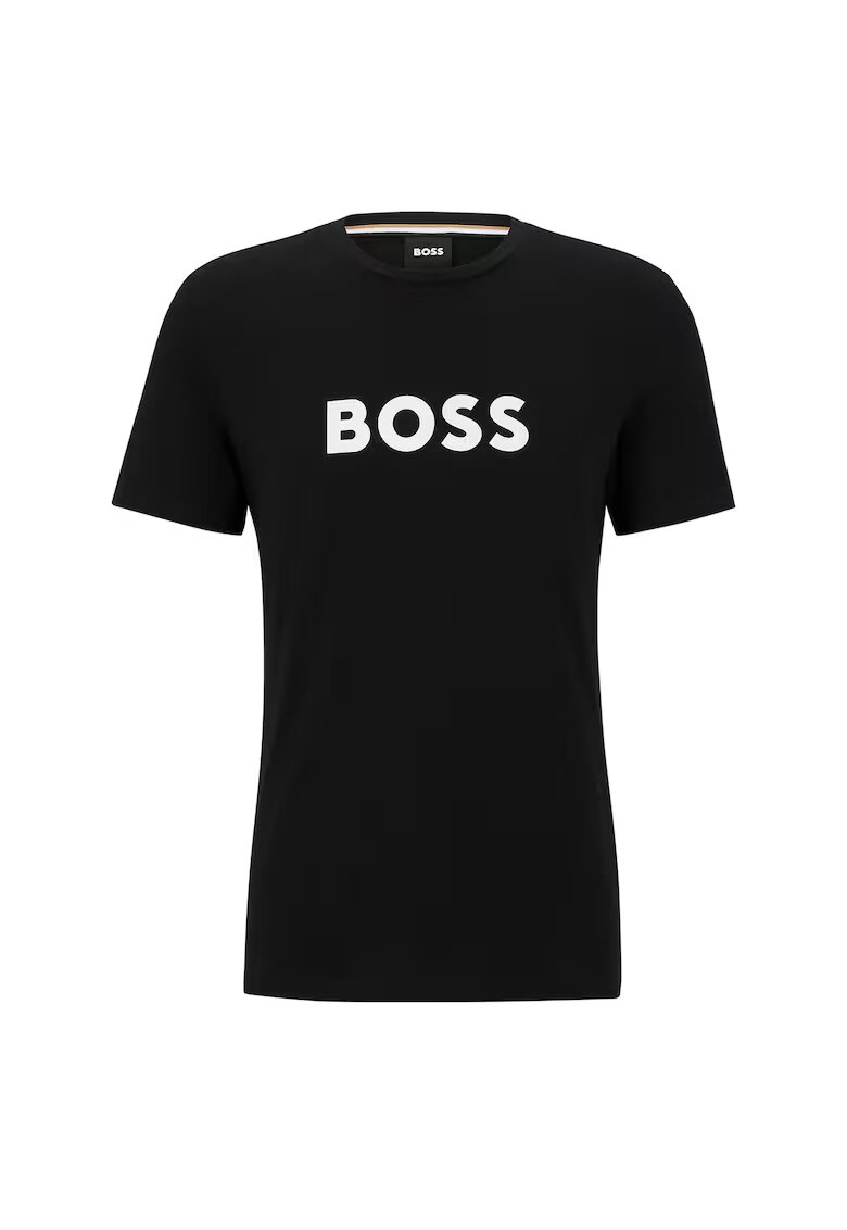 Boss Tricou cu decolteu rotund si logo - Negru