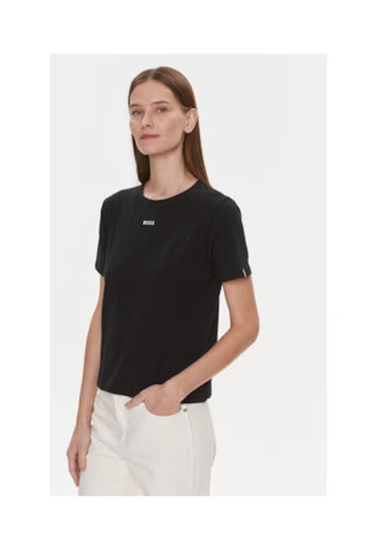 Boss Tricou dama - Bumbac/Elastan - Negru