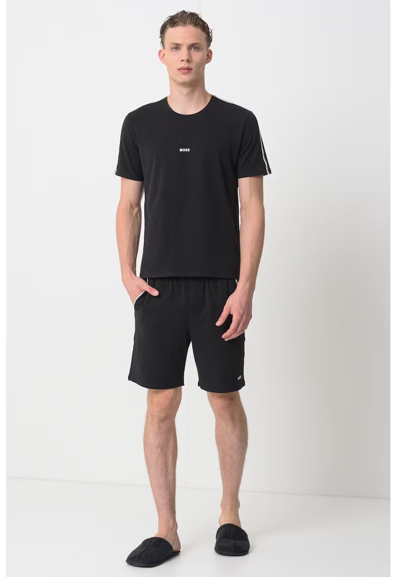 Boss Tricou de pijama cu dungi contrastante pe umar Unique - Negru