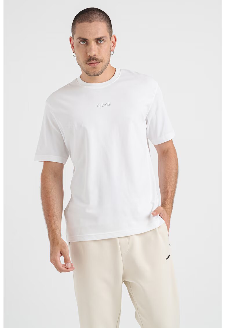 Boss Tricou din bumbac cu logo - Alb optic