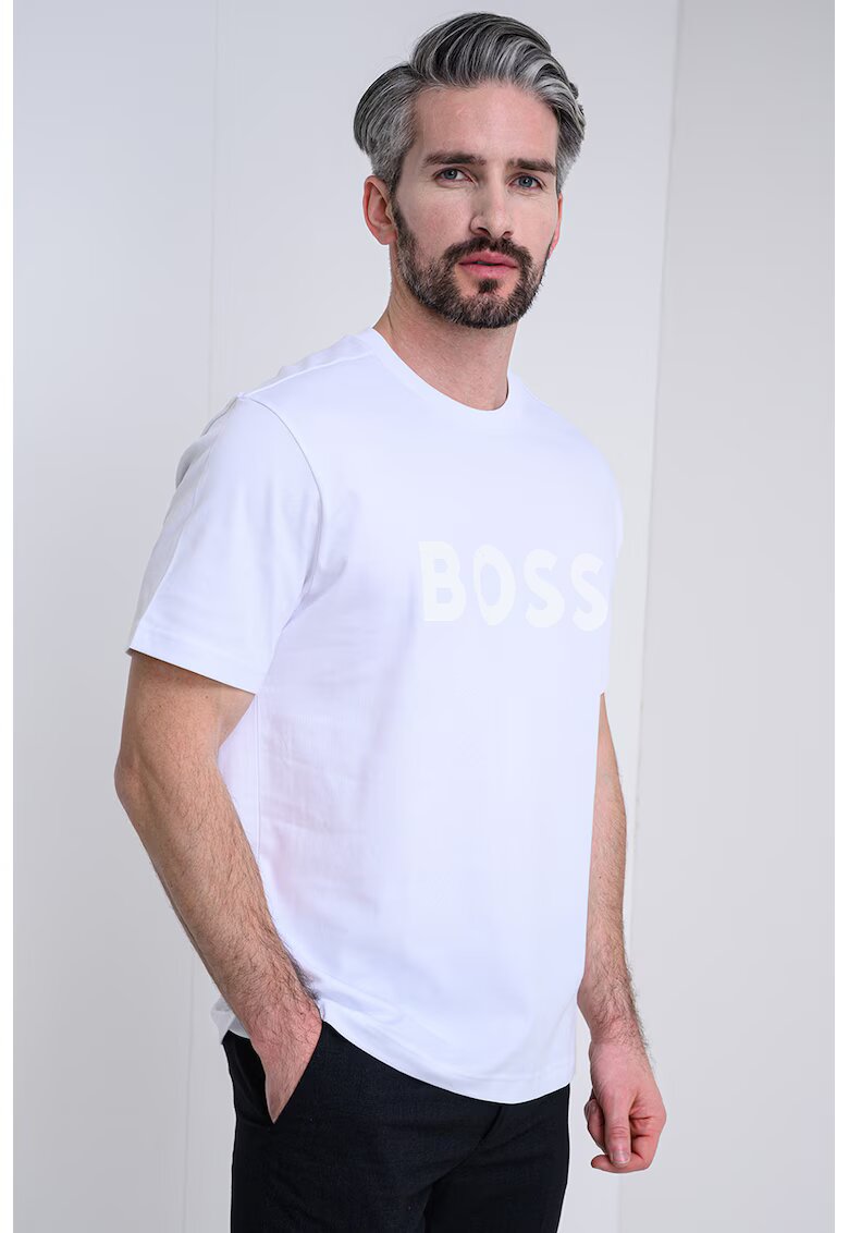 Boss Tricou din bumbac cu logo - Alb optic