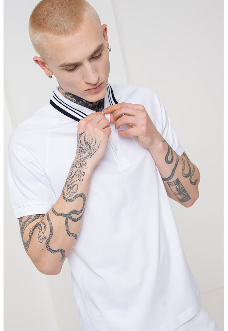 Boss Tricou polo cu maneci raglan Paddy - Alb/Negru