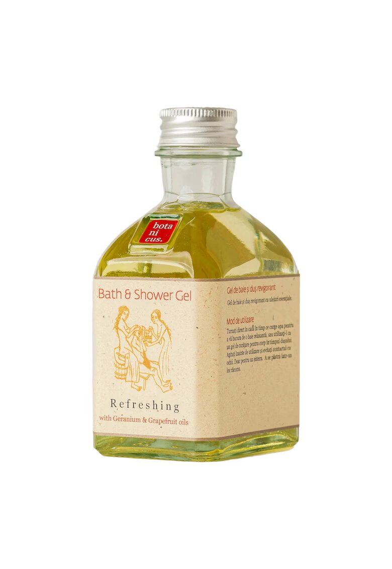 Botanicus Gel de dus Revigorant 195 ml - formula cu ingrediente botanice - fara parabeni - siliconi - coloranti sau parfumuri sintetice - formulat cu uleiuri esentiale de Muscata - Grepfrut - Lamaie