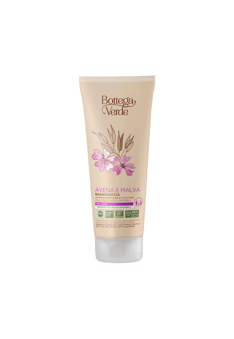Bottega Verde Gel de dus delicat - cu extacte hiperfermentate de ovaz si nalba - Avena e Malva - 200 ml