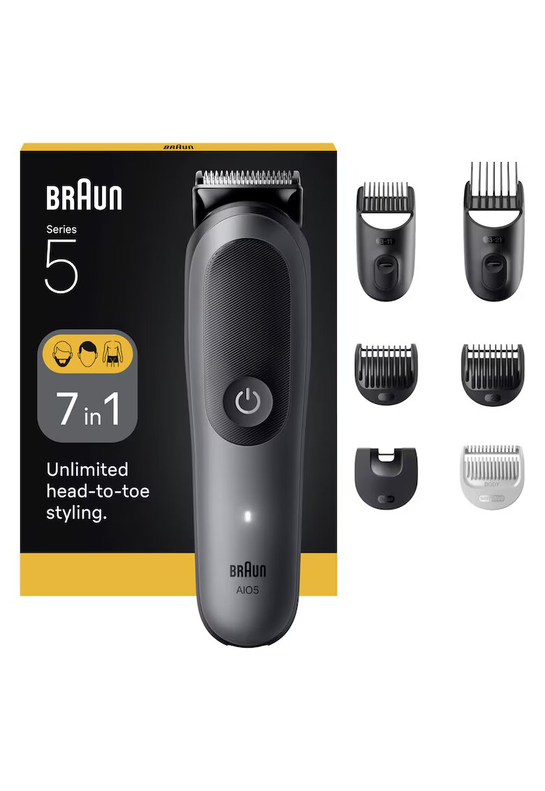 Braun Aparat de tuns multifunctional All-in-One Seria 5 AIO5520 - 7-in-1 - Negru/Gri