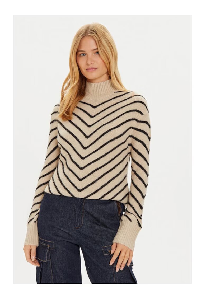 BRAVE SOUL Bluza cu gat LK-125CHAZ Bej Regular Fit - Acril
