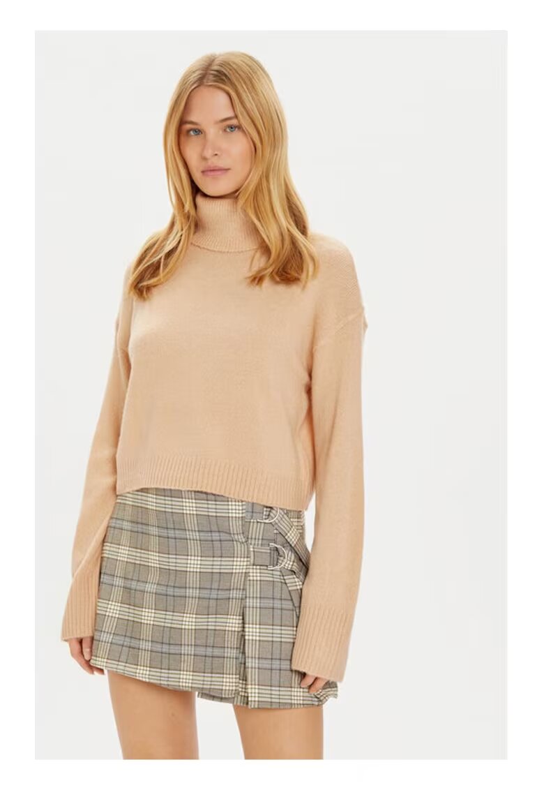 BRAVE SOUL Bluza cu gat LK-230PEBBLEB Bej Regular Fit - Acril