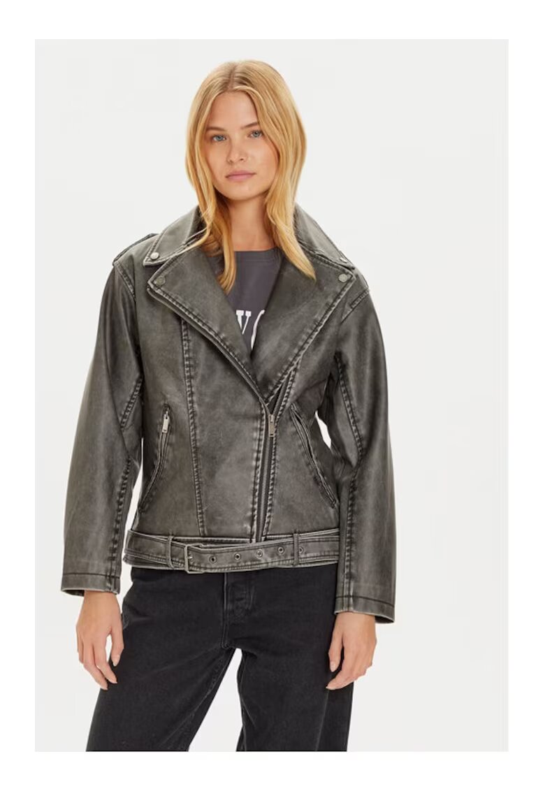 BRAVE SOUL Geaca din imitatie de piele LJK-JOSIANE Negru Regular Fit - Piele ecologica