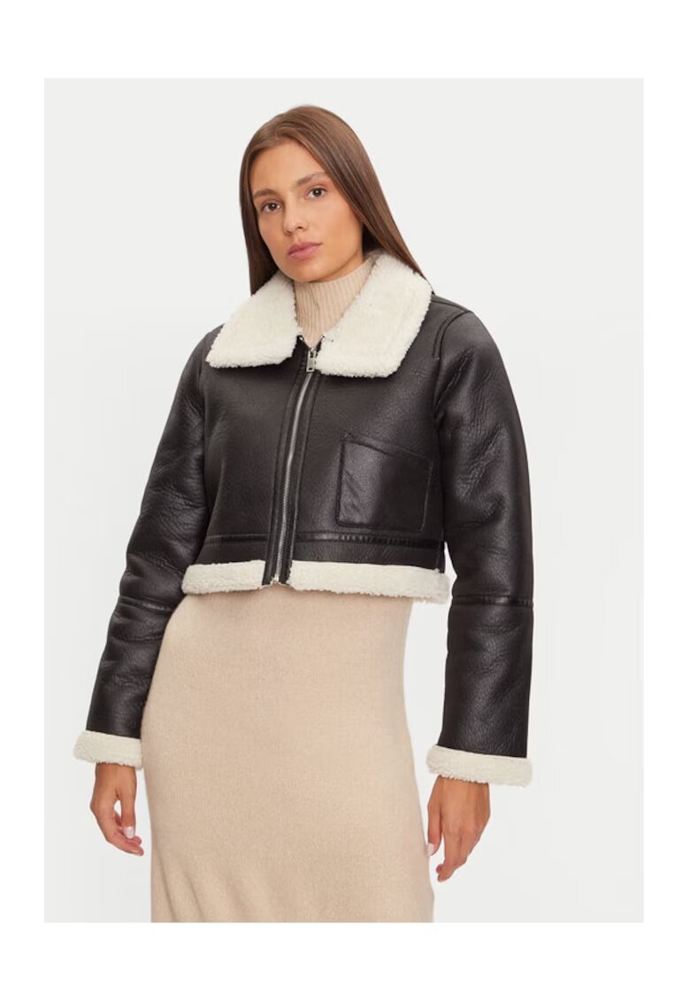 BRAVE SOUL Geaca din imitatie de piele LJK-MAX683 Negru Regular Fit - Piele ecologica