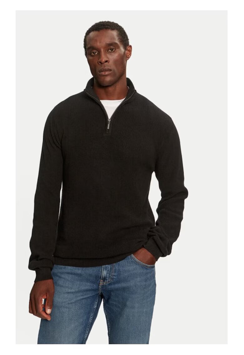 BRAVE SOUL Pulover MK-610HASTINGS Negru Regular Fit - Bumbac
