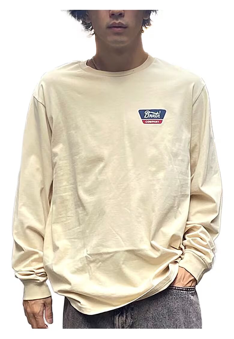 Brixton Tricou cu maneca lunga barbati - Bumbac - Ecru -