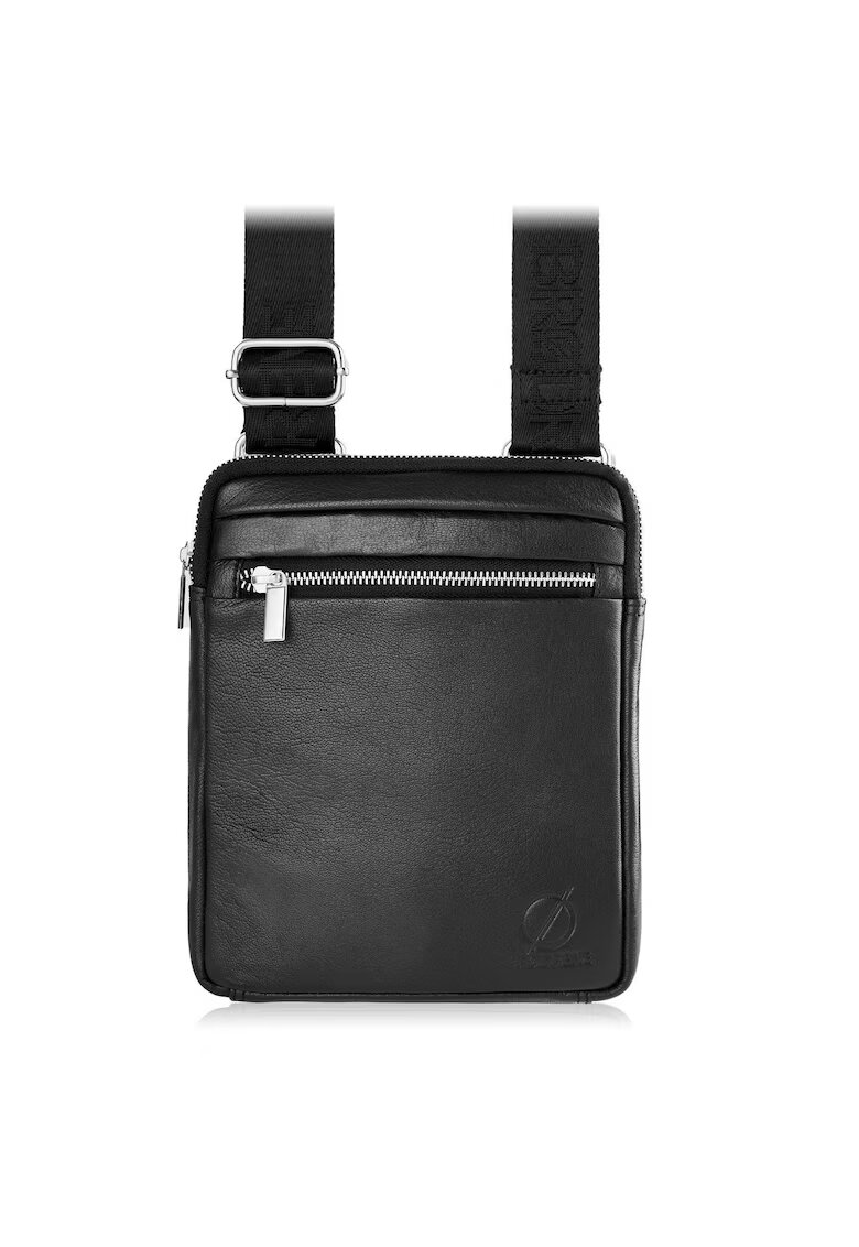 Broedrene Geanta din piele - Brodrene - Postasi - G-02 - pentru barbati - pe umar - 18 x 23 x 5 cm - Negru