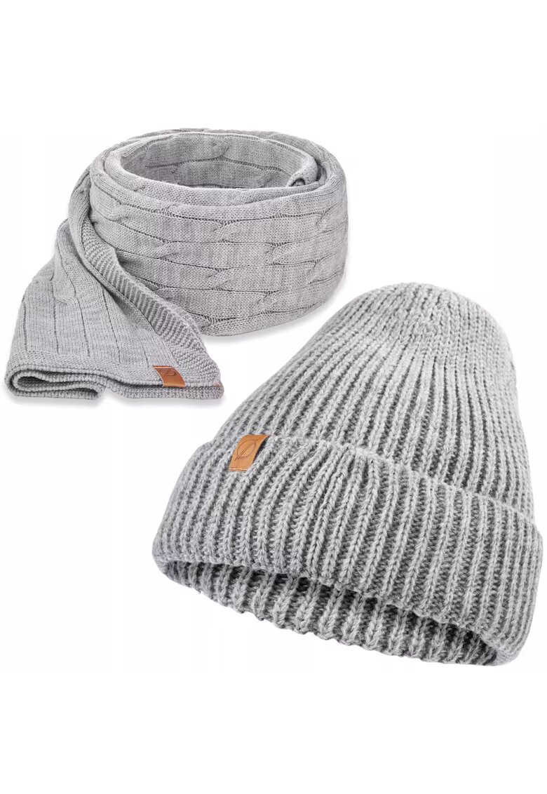 Broedrene Set 2 in 1 - Caciula/Guler - Acril - Circumferinta 56-58 - Gri