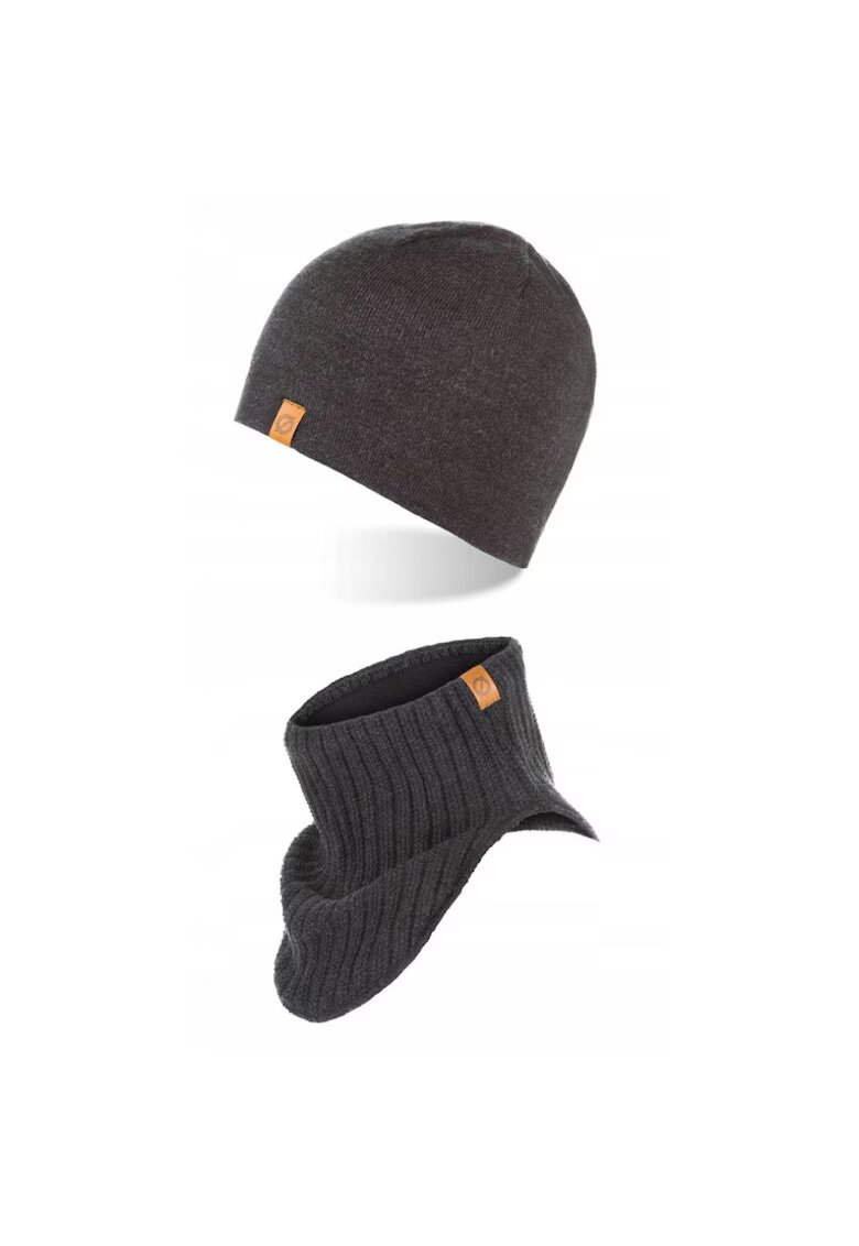 Broedrene Set caciula cu fular Brodrene - Acril - Universal - Gri inchis