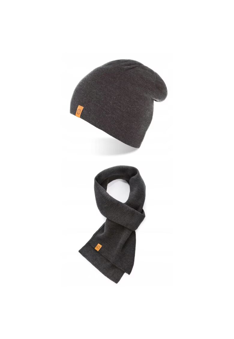 Broedrene Set caciula cu fular Brodrene - Acril - Universal - Gri inchis