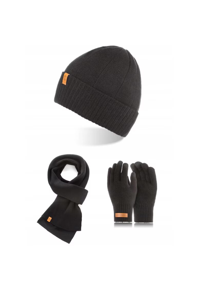 Broedrene Set caciula cu fular si manusi barbati Brodrene - Acril - Negru