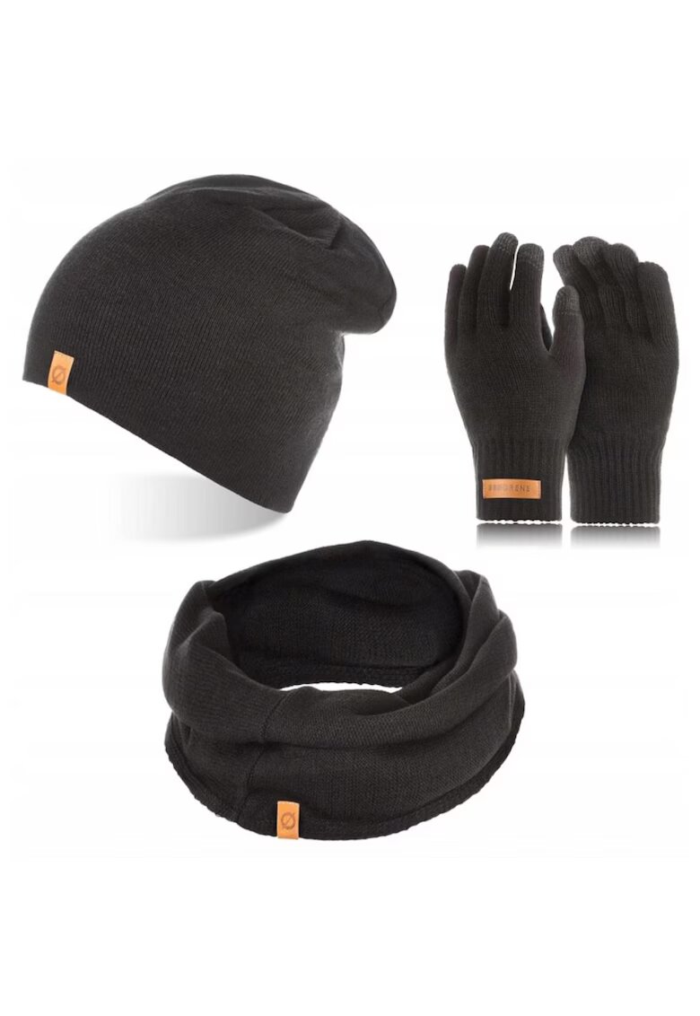 Broedrene Set caciula cu fular si manusi barbati Brodrene - Acril - Negru