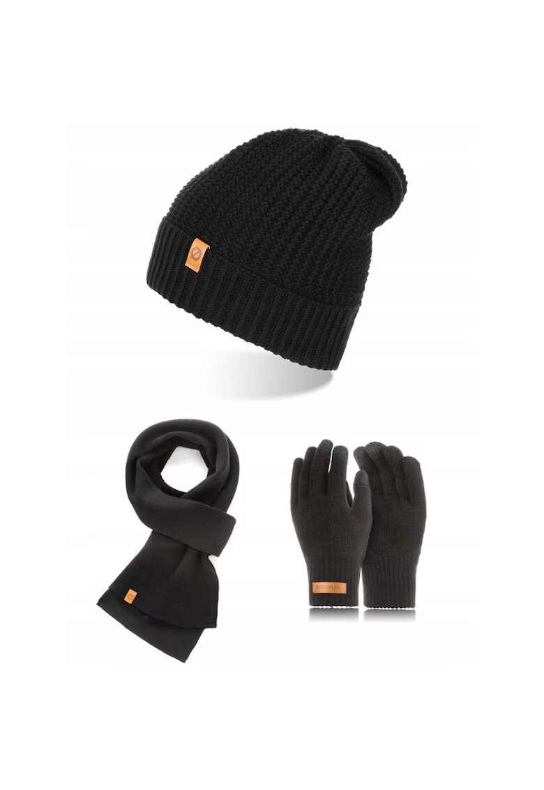 Broedrene Set caciula cu fular si manusi barbati Brodrene - Acril - Negru