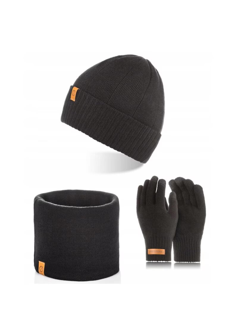 Broedrene Set caciula cu fular si manusi barbati Brodrene - Acril - Negru