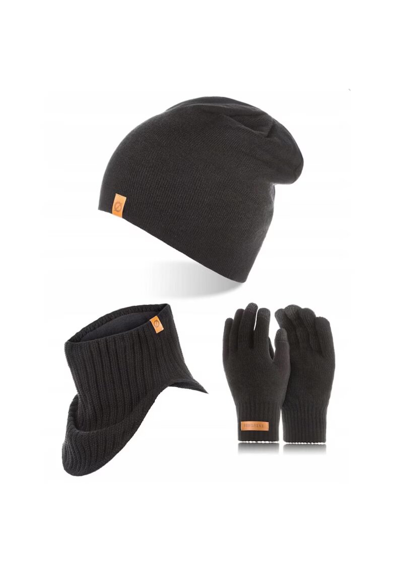 Broedrene Set caciula cu fular si manusi barbati Brodrene - Acril - Negru