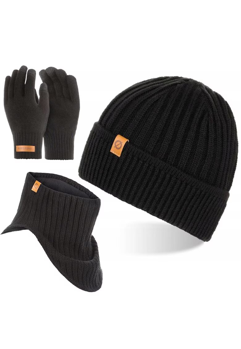 Broedrene Set caciula cu fular si manusi barbati Brodrene - Acril - Negru