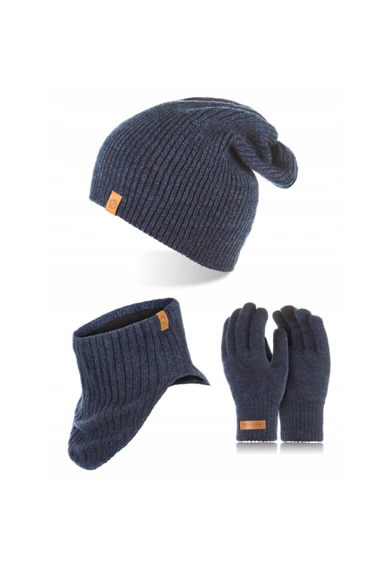 Broedrene Set caciula cu manusi si fular Brodrene - Acril - Universal - Bleumarin