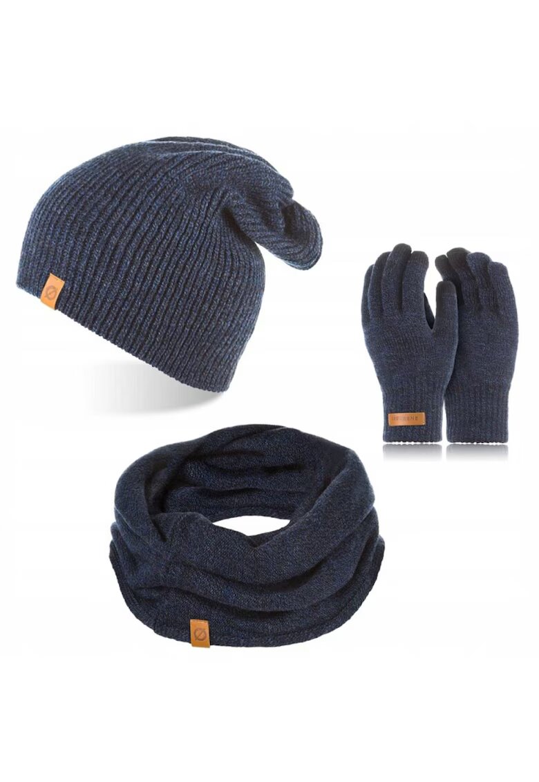 Broedrene Set caciula cu manusi si fular Brodrene - Acril - Universal - Bleumarin