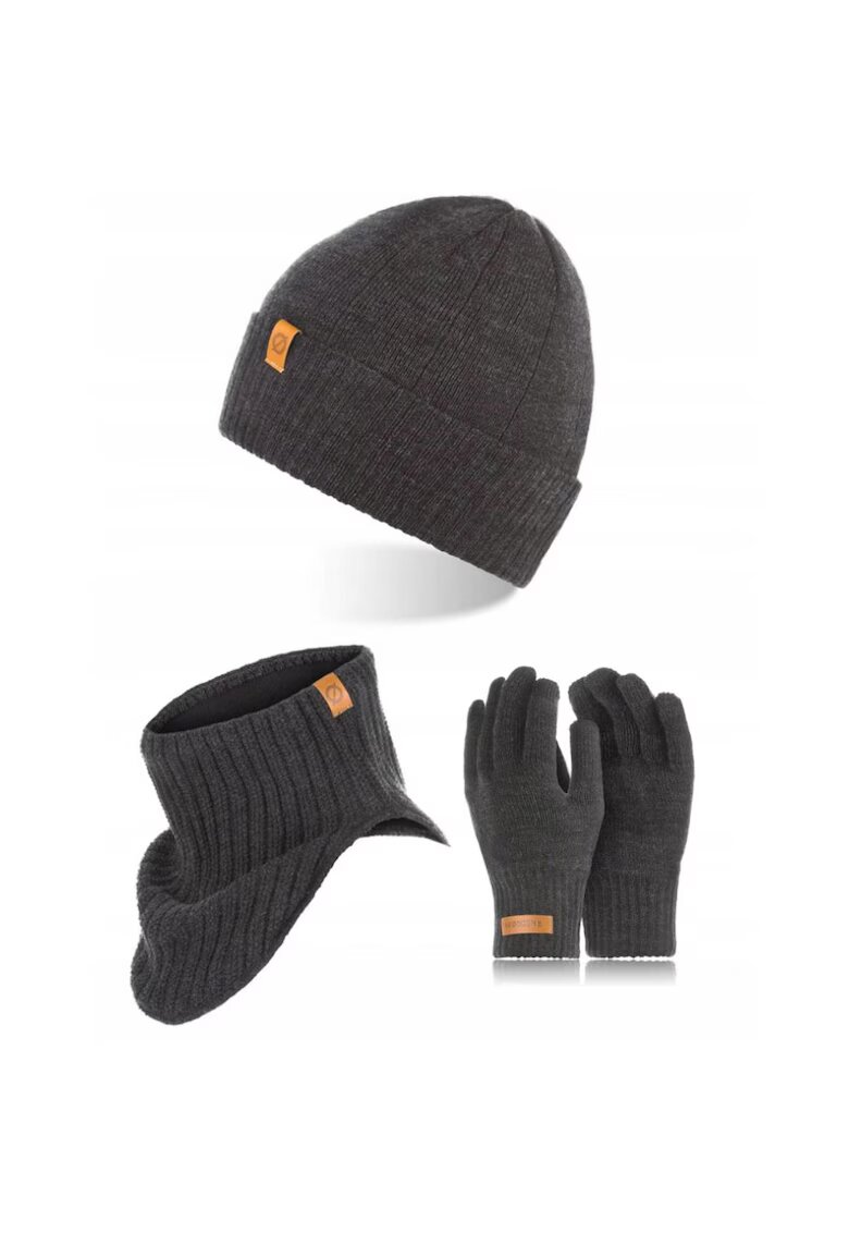 Broedrene Set caciula cu manusi si fular Brodrene - Acril - Universal - Gri inchis