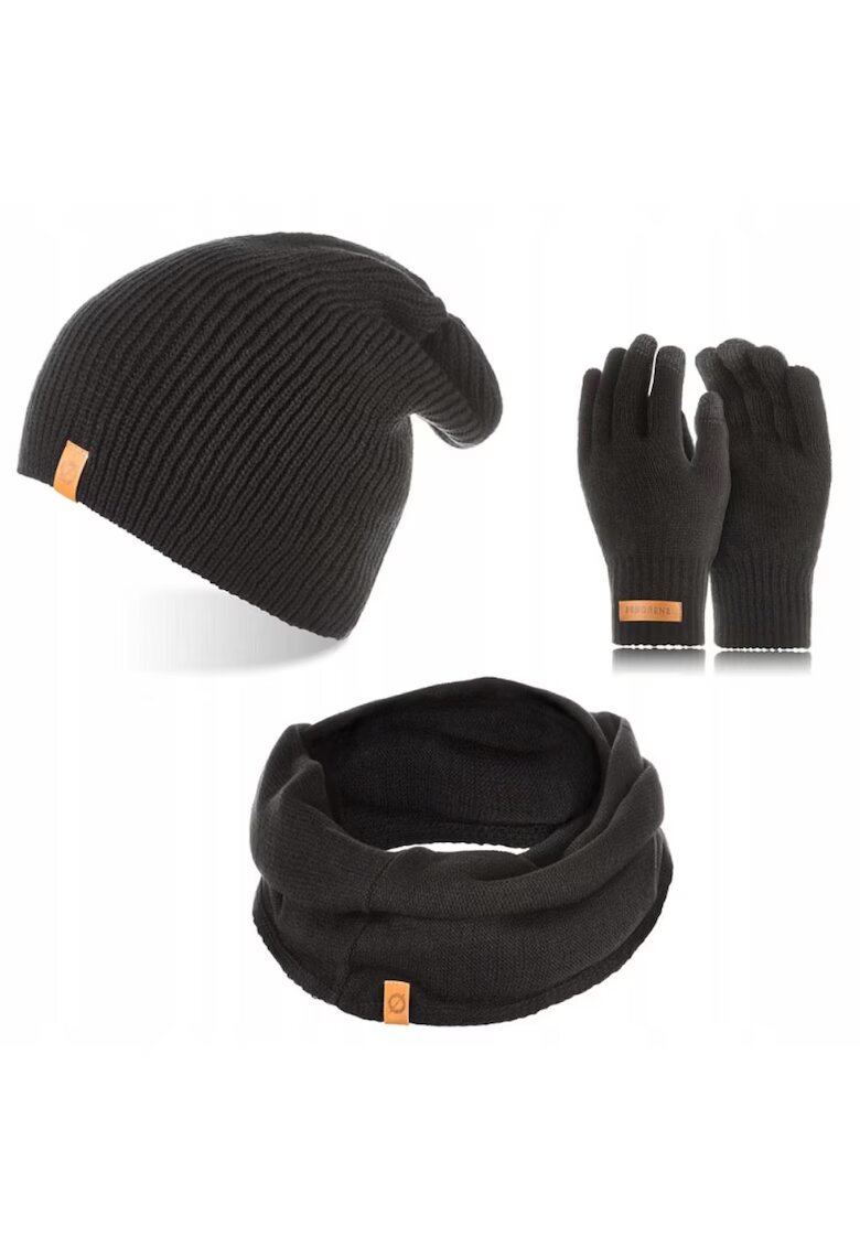 Broedrene Set caciula cu manusi si fular Brodrene - Acril - Universal - Negru