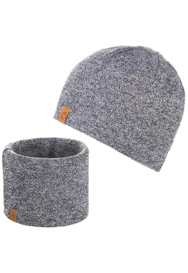 Broedrene Set caciula + fular tip guler barbati - Brodrene - Acril - Circumferinta 56-60 cm - Fular 27 x 26 cm - Gri deschis