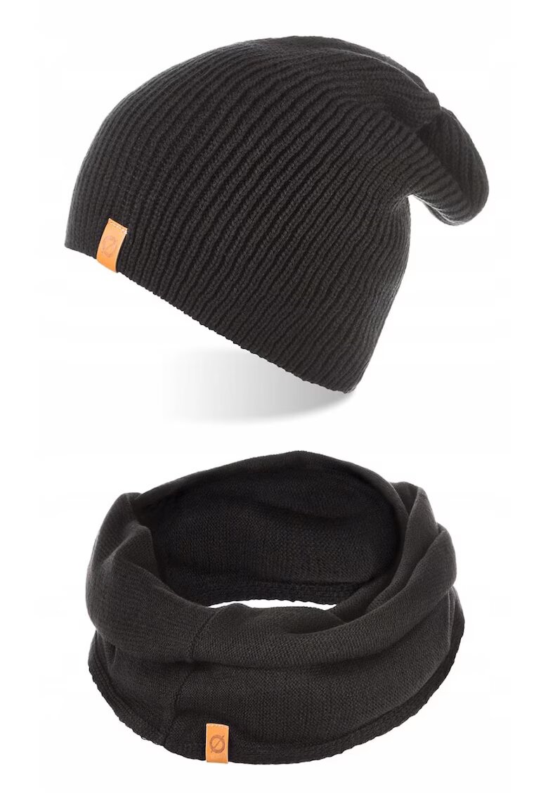 Broedrene Set caciula si fular barbati - Brodrene - Acril - Dimensiune universala - Negru