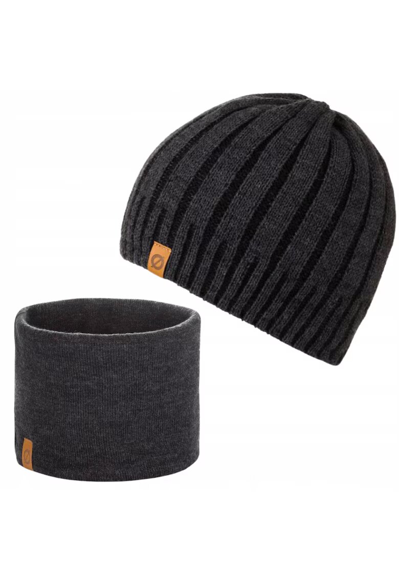 Broedrene Set caciula si fular barbati Brodrene - Acril - Gri inchis
