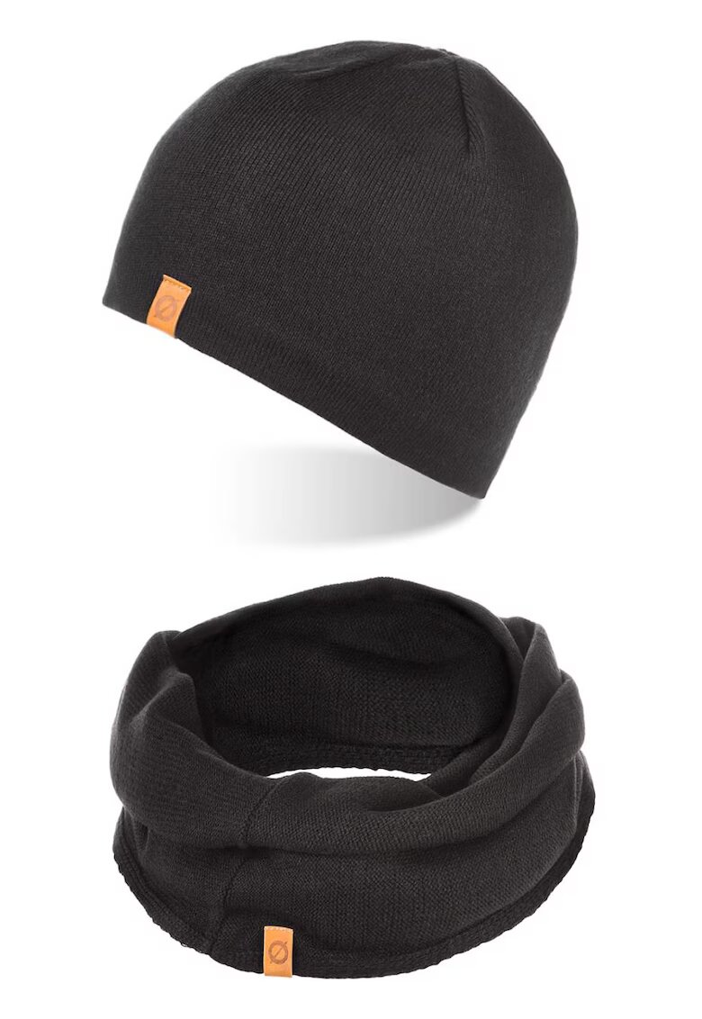 Broedrene Set caciula si fular barbati - Brodrene - Fleece - Dimensiune universala - Negru