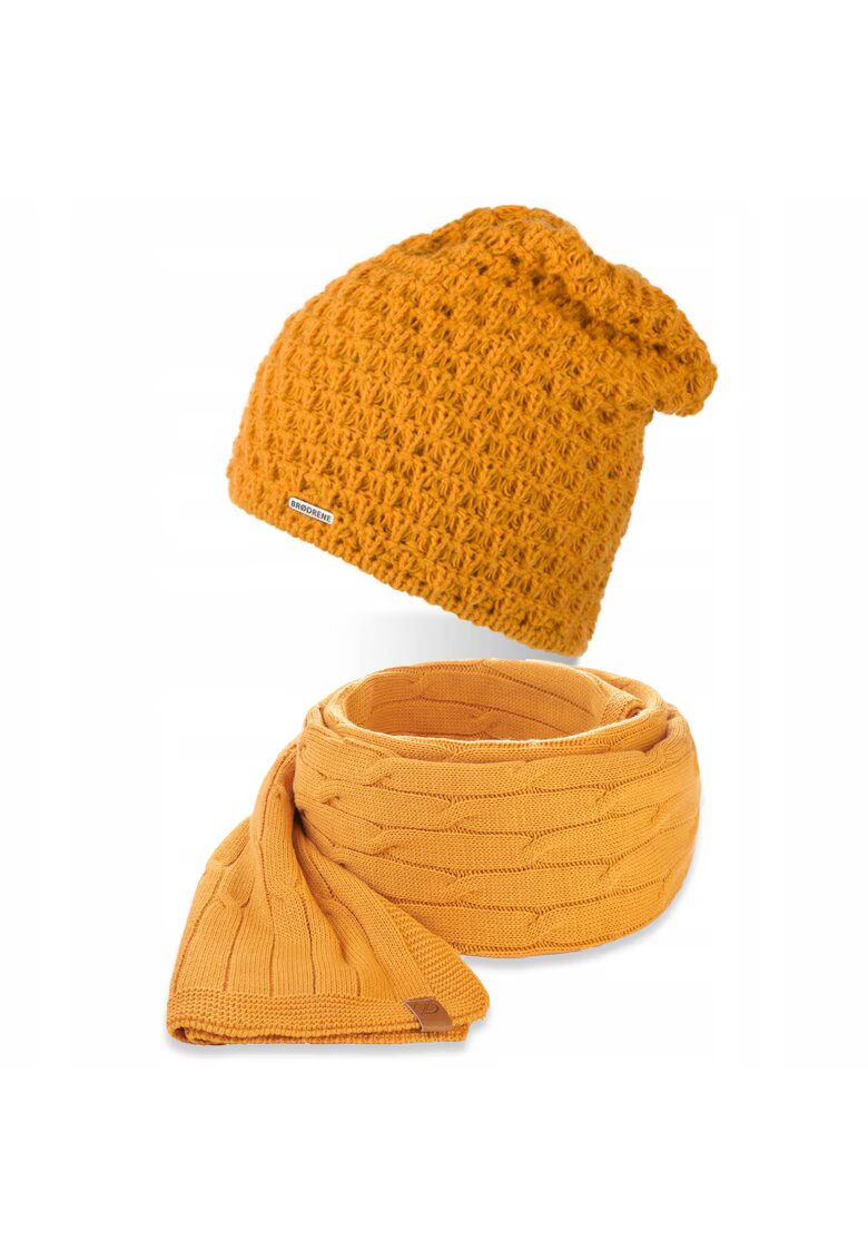 Broedrene Set caciula si fular dama Brodrene - Acril - Galben