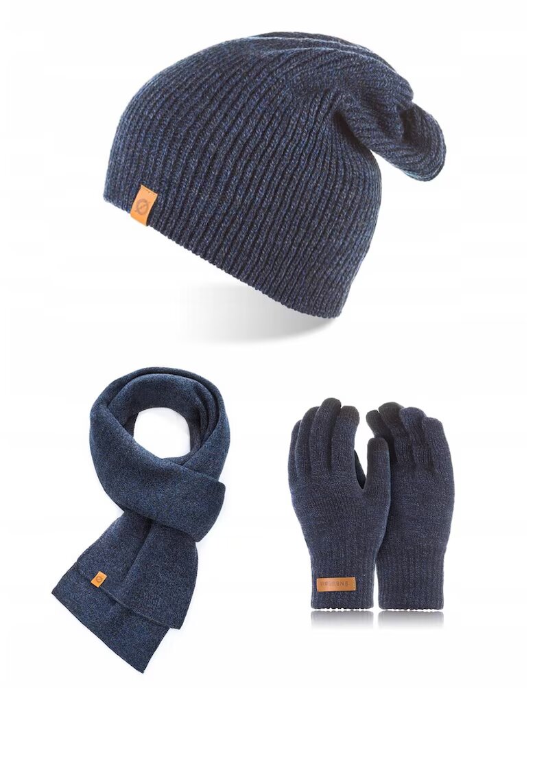 Broedrene Set Iarna pentru barbati - Brodrene - caciula - fular - manusi - universal - Bleumarin