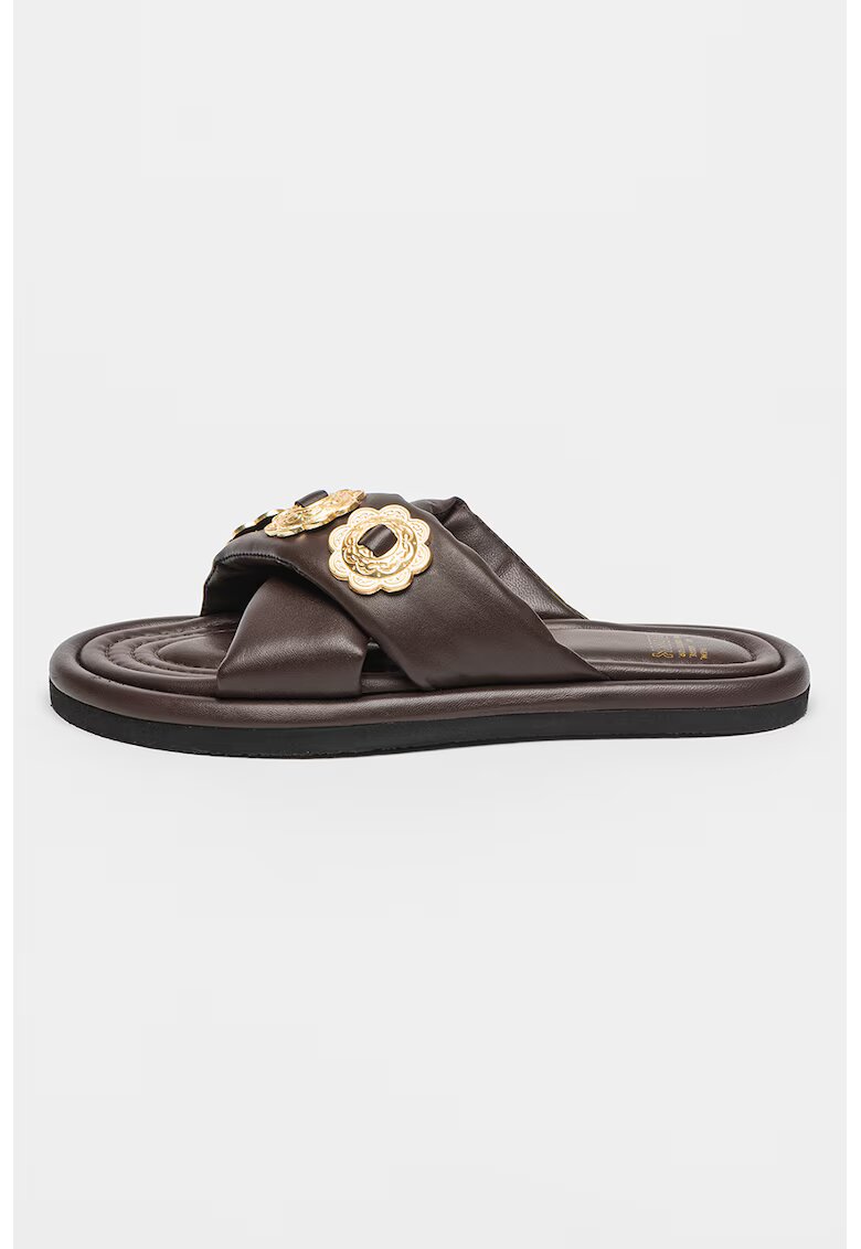 Bronx Papuci de piele cu aspect masiv Har-Perr - Auriu/Maro cognac