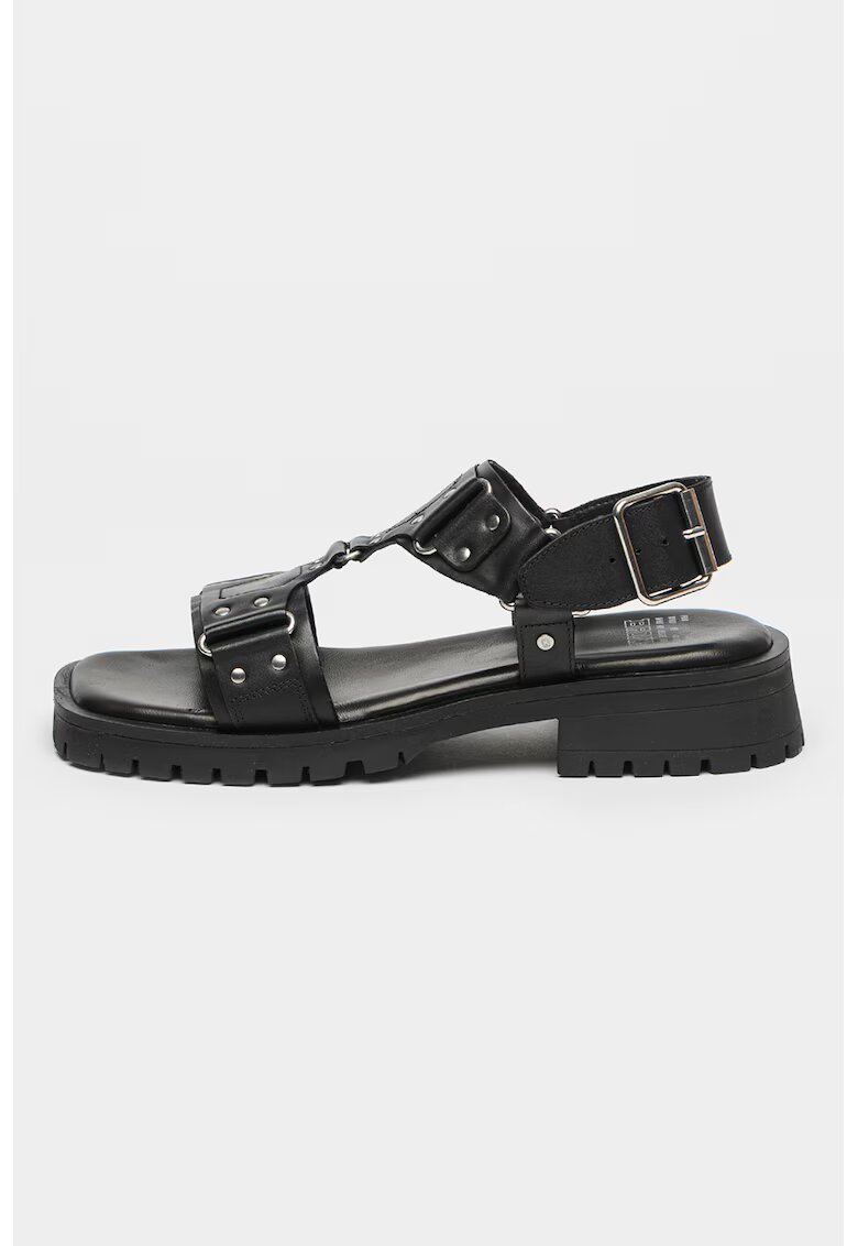 Bronx Sandale de piele cu toc masiv Rac-Quel - Negru