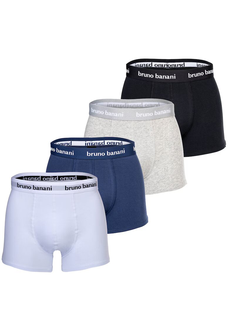 Bruno Banani Set de boxeri cu logo - 4 perechi - Alb/Negru/Gri deschis melange