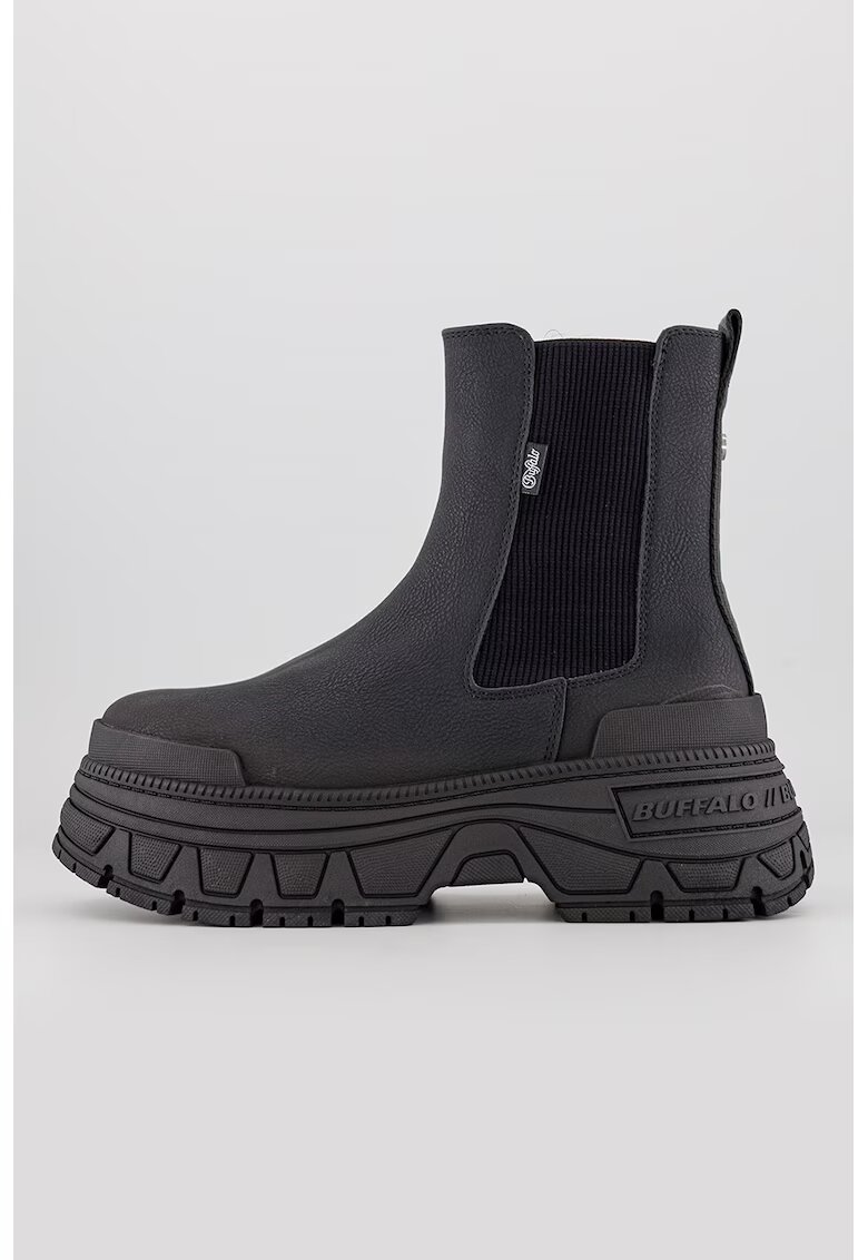 Buffalo Ghete Chelsea de piele ecologica Fusion - Negru