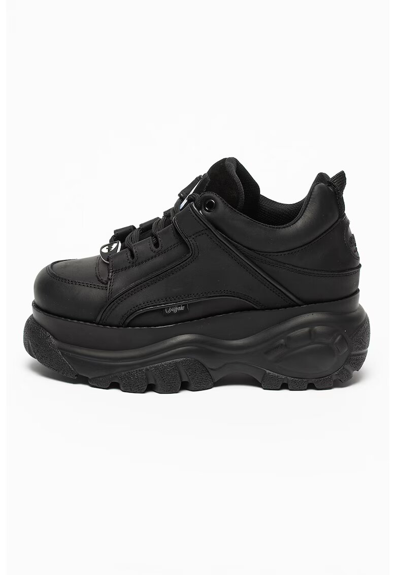 Buffalo Pantofi sport de piele cu platforma si logo - Negru