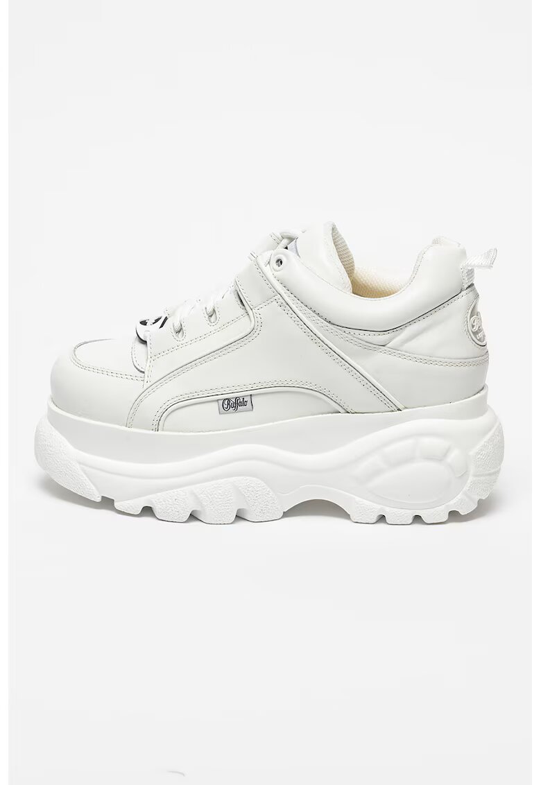 Buffalo Pantofi sport flatform de piele cu aspect masiv Classics - Alb murdar