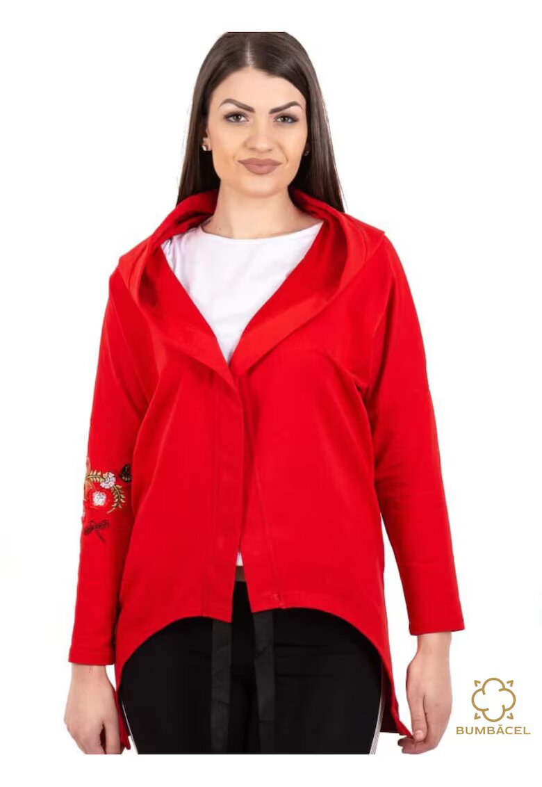 Bumbacel 100 COTTON Cardigan pentru dame cu maneca luna si imprimeu pe maneca