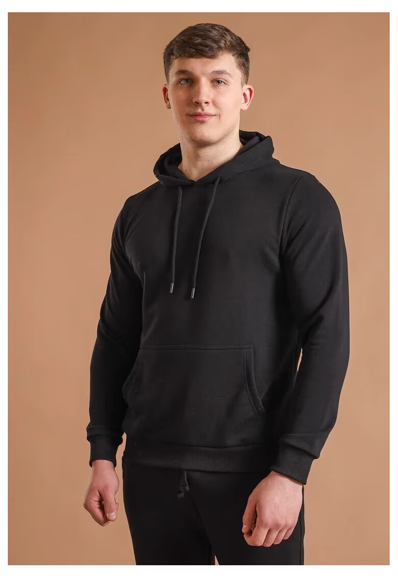 Bumbacel 100 COTTON Hanorac din bumbac cu gluga pentru barbati - Negru